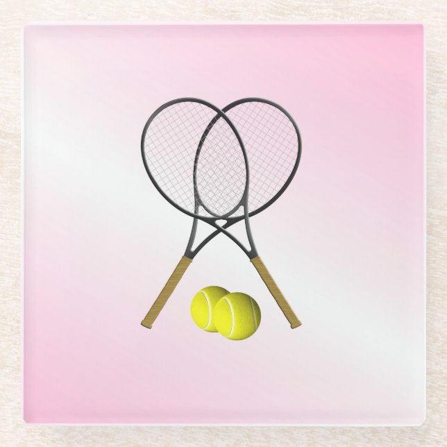 Tennis Pink Sports Glasuntersetzer (Vorderseite)