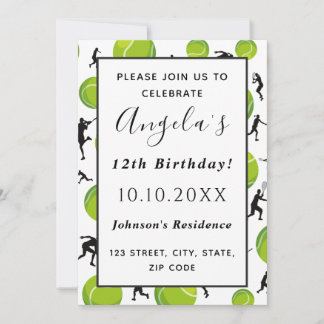 Tennis Player & Ball Geburtstagsparty Kinderwagen  Einladung