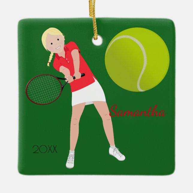 Tennis Player Blonde Keepake Ornament (Vorderseite)