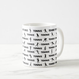 Tennis Player Coach Schwarze Silhouetten Muster Kaffeetasse