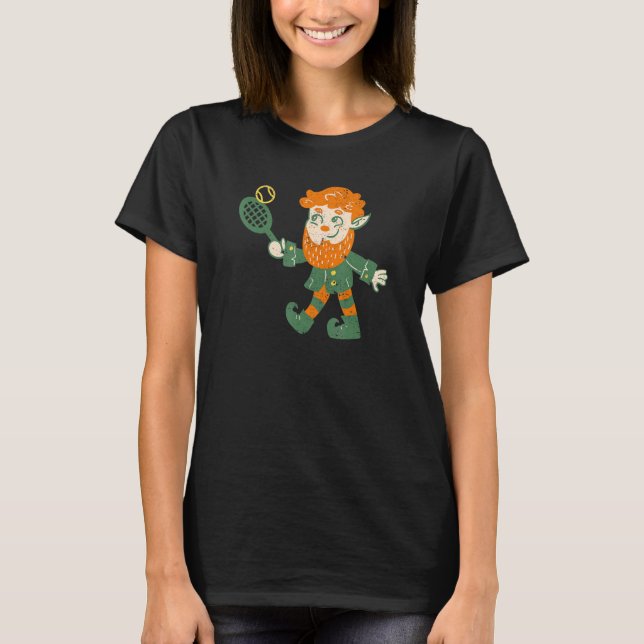 Tennis Player Funny St Patricks Day Sports Irish S T-Shirt (Vorderseite)
