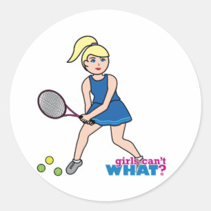 Tennis Player Girl - Light/Blonde Runder Aufkleber