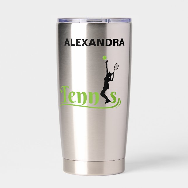 Tennis Player Girl, Tennis Girl Geburtstag Thermobecher (Vorderseite)