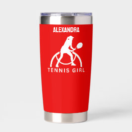 Tennis Player Girl, Tennis Girl Geburtstagsinsulat Thermobecher