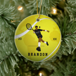 Tennis Player Illustration & Boys Kinder Jahr Keramik Ornament