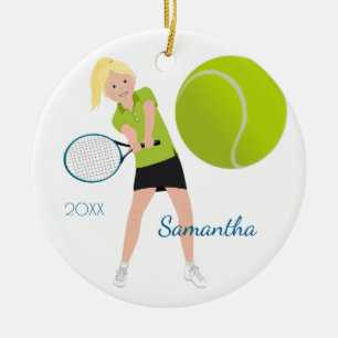Tennis-Player Light Blonde Keepake-Ornament Keramik Ornament