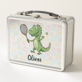 Tennis Player Niedlich Dinosaurier Metall Brotdose