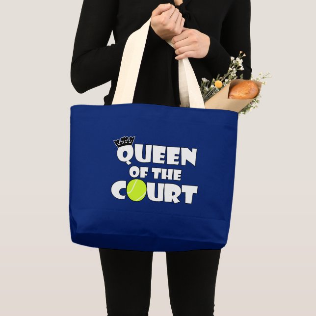 Tennis Player Queen of the Court Fun Tote Bag Jumbo Stoffbeutel (Vorderseite (Produkt))