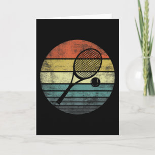 Tennis Player Retro Sonnenuntergang Racquet & Ball Karte