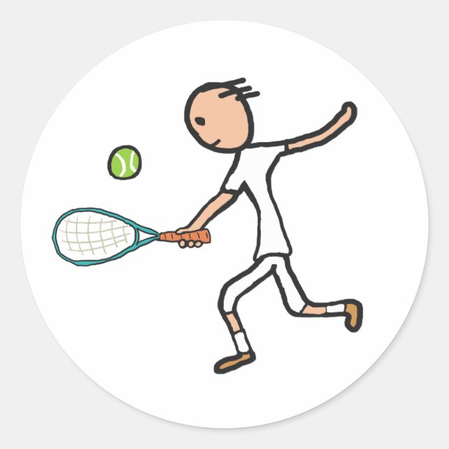 Tennis Player Runder Aufkleber (Vorderseite)