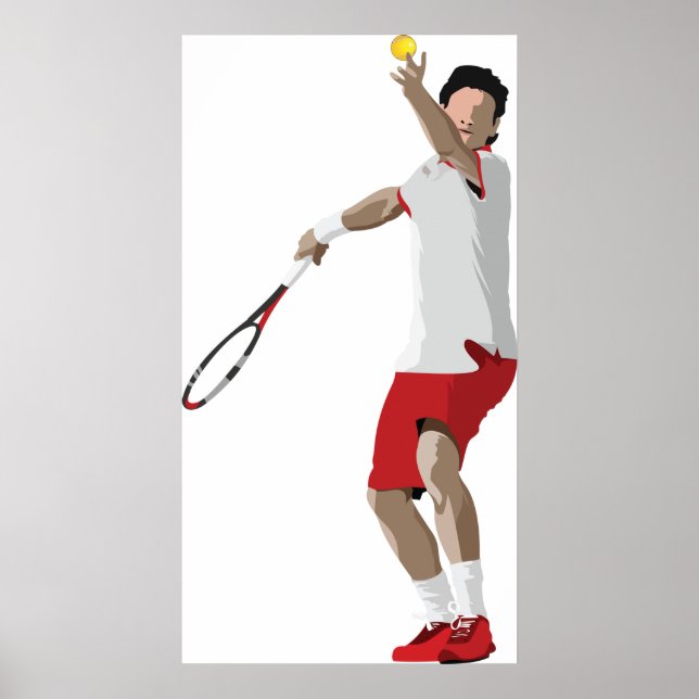 Tennis Player Serving Poster (Vorne)
