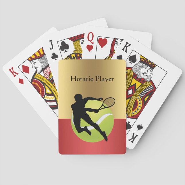 Tennis Player Silhouette2 and Ball Personalize Spielkarten (Rückseite)