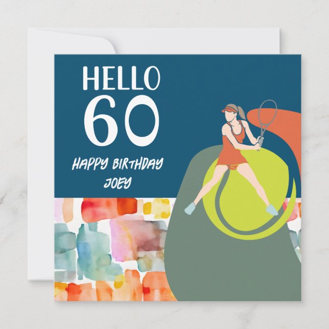 Tennis Player spielt Tennis 60. Geburtstag (Vorderseite)