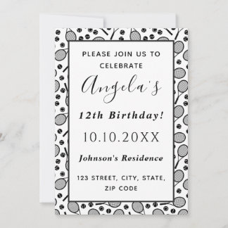 Tennis Player's Geburtstagsparty Rackets & Balls S Einladung