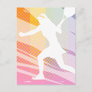 Tennis-Postkarte mit weiblichem Tennisspieler-Druc Postkarte