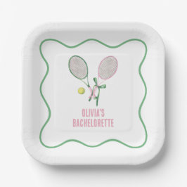 Tennis preppy bachelorette paper plates pappteller
