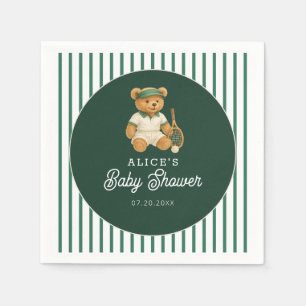 Tennis Preppy Bear Green Baby Dusche Serviette
