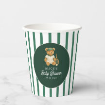 Tennis Preppy Bear Green Striping Baby Dusche