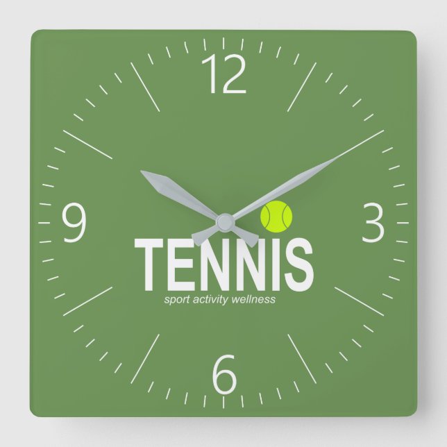 Tennis Quadratische Wanduhr (Vorderseite)