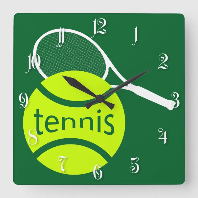 Tennis Quadratische Wanduhr (Vorderseite)