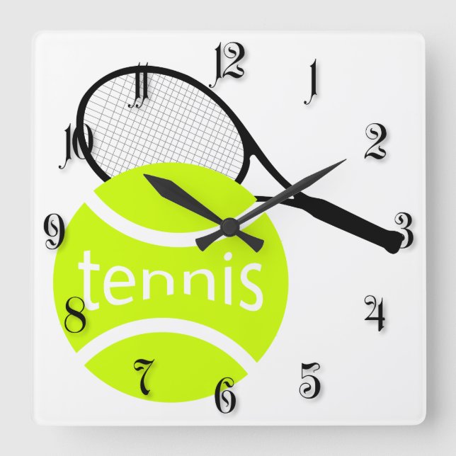 Tennis Quadratische Wanduhr (Vorderseite)