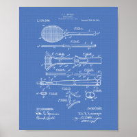 Tennis Racket 1916 Patentart - Blueprint