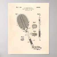 Tennis Racket 1925 Patent Art Old Peper