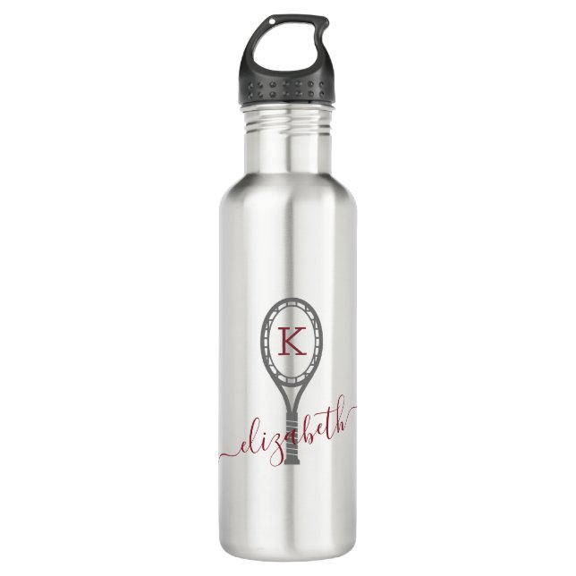 Tennis Racket Design Monogram Travel Water Flasche Edelstahlflasche (Vorderseite)