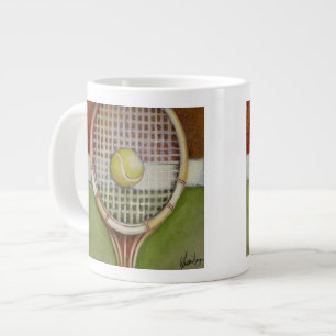 Tennis-Racket mit Ball-Lay vor Gericht Jumbo-Tasse