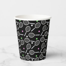 Tennis Racket Muster Extravaganz Schwarz Pappbecher