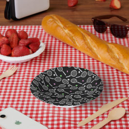 Tennis Racket Muster Extravaganz Schwarz Pappteller