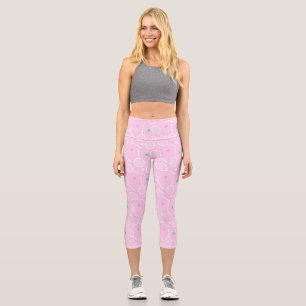 Tennis Racket Muster Pastell Pink Capri Leggings