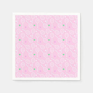 Tennis Racket Muster Pastell Pink Serviette