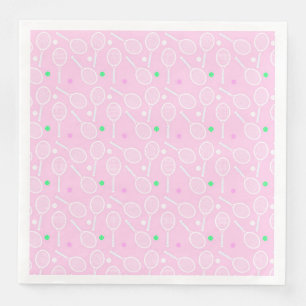 Tennis Racket Muster Pastell Pink Serviette