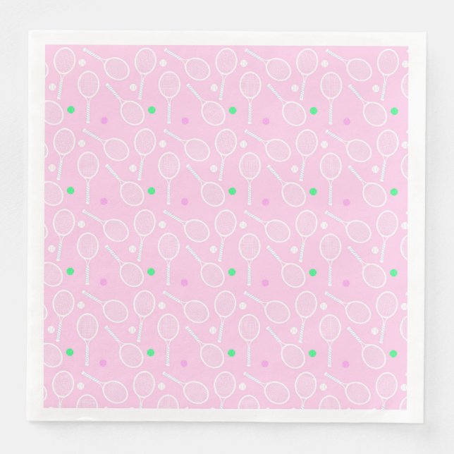 Tennis Racket Muster Pastell Pink Serviette (Vorderseite)