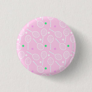 Tennis Racket Muster Pink Button