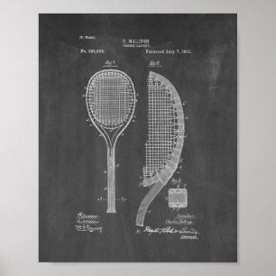 Tennis Racket Patent - Chalkboard Poster