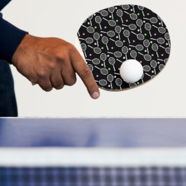 Tennis Racket Pattern Black Tischtennis Schläger