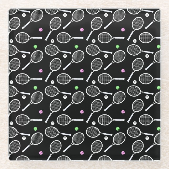 Tennis Racket Pattern Glasuntersetzer (Vorderseite)