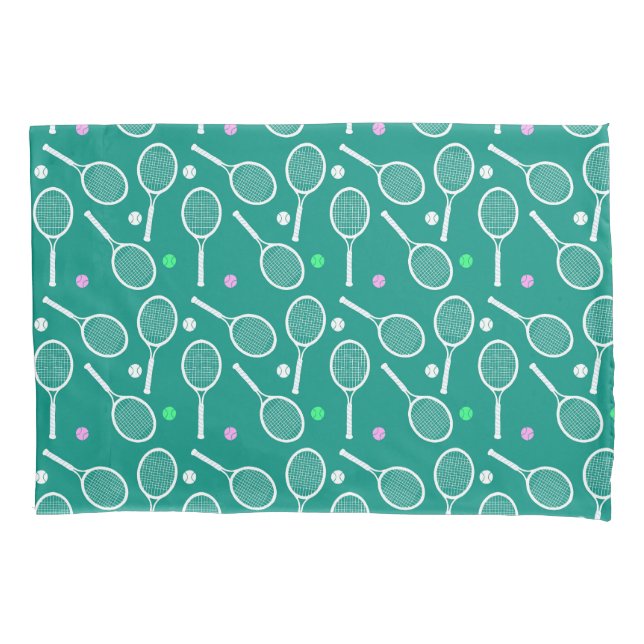 Tennis Racket Pattern Green Kissenbezug (Vorderseite)