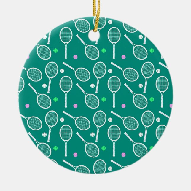 Tennis Racket Pattern Keramik Ornament (Vorne)