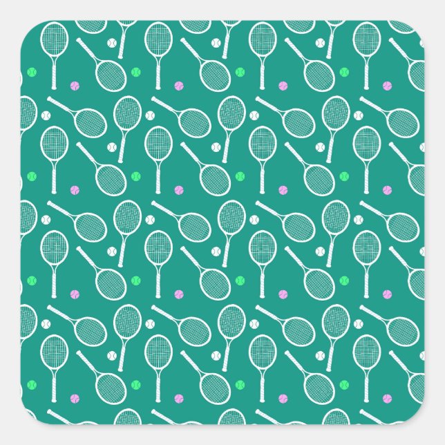 Tennis Racket Pattern Quadratischer Aufkleber (Vorderseite)