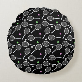 Tennis Racket Pattern Rundes Kissen