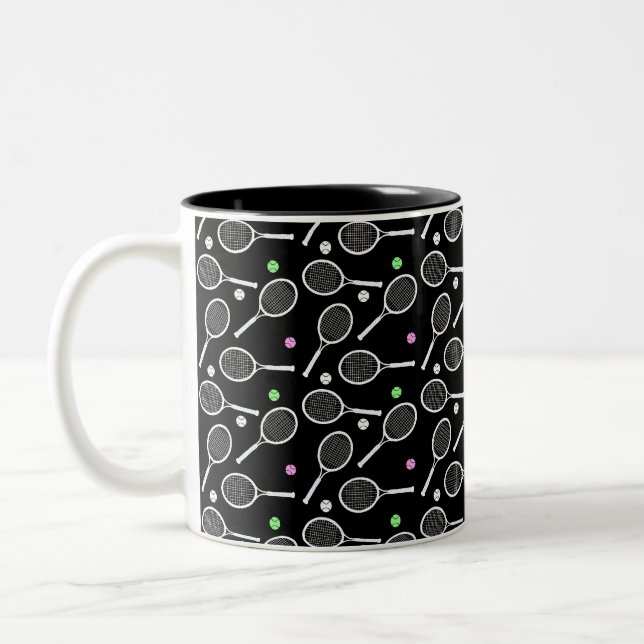 Tennis Racket Pattern Zweifarbige Tasse (Links)