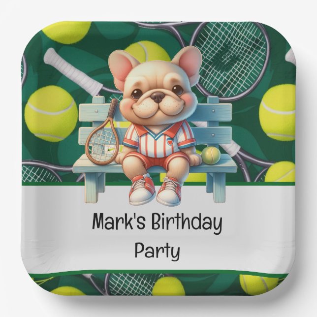 Tennis Racket und Ball für Tennis Liebhaber Pappteller (Vorderseite)