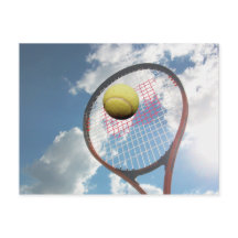 Tennis Racket und Ball in der Air Postcard