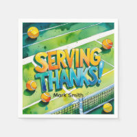 Tennis Racket und Ball on Court Danke Party