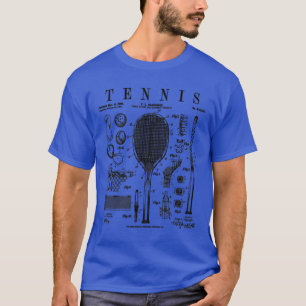 Tennis Racket und Ball Vintages Patent Gezeichnet T-Shirt