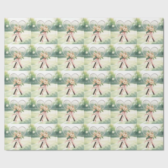 Tennis Racket with Floral  Geschenkpapier (Saum)