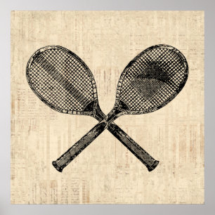 Tennis Rackets Antique Tennis Racquet Skript-Papie Poster